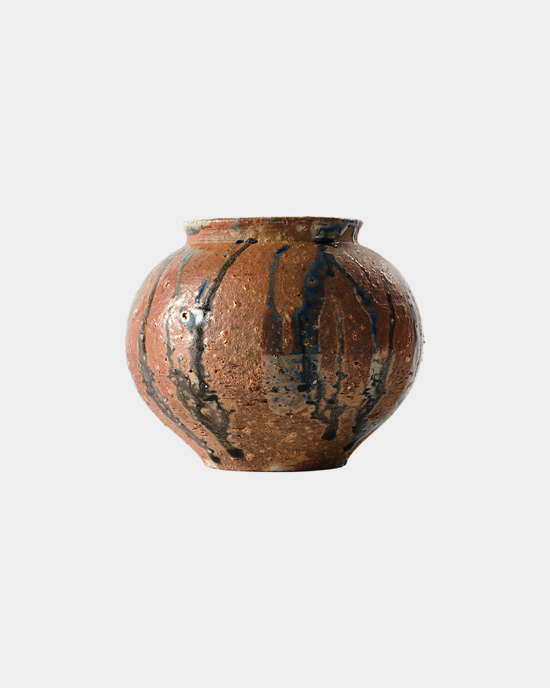 窯変釉彩壺(ルリ釉)